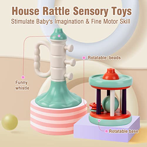 Efoshm Baby Toys 6 To 12 Months, 11Pcs Baby Rattles Toys Set, Newborn Teething Toys 0-6-12 Months, Infant Spin Rattle Musical Toys, Sensory Toy 6 To 12 Months, Early Educational Toys With Storage Box #TOP3