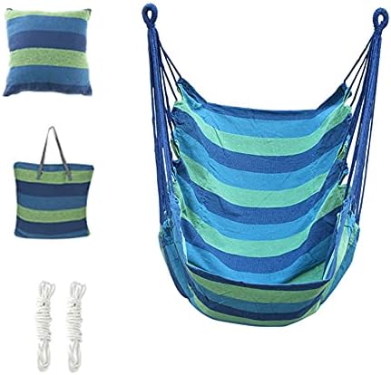 Hammock Hanging Chair, Max 330 Lbs, Swing Rocking Chair, Swing Chair w/Foldable Spreader Bar for Indoor/Outdoor Garden & Living Room (Green, Removable Cushions)