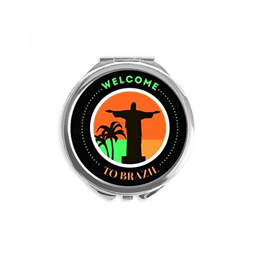 Mount Corcovado Brazil Cultural Element Hand Compact Mirror Round Portable Pocket Glass image 2