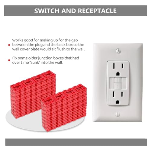 CosyCaya Abstandshalter für Schalter und Steckdosen, Abstandshalter für Elektrobox, 100 Stück, elektrische Abstandshalter, Steckdosenkeile