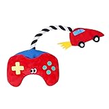 ZEZE Durable Dog Rope Toy, Game Controller/Gamepad Theme, with Squeaker & Crinkle Paper for Aggressive Chewers, Teeth Cleaning & Anxiety Relief