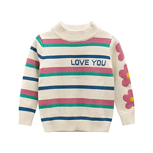 2-8t Floral Sweater for Girls Toddler Kid Spring Clothes Long Sleeve Knitted Pullover