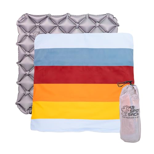 K9 Sport Sack Sleeper with Multicolor Slip Cover - Large/Extra Large (3” x 28” x 28”) - Inflatable Dog Bed with Carrying Case - Lightweight, Durable Design Ideal for Travel