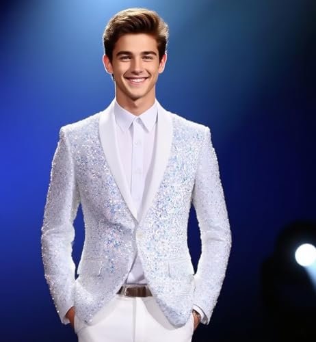 ORBITRAY Mens Sequin Blazer Sparkly Jacket for Men Slim Fit Sparkly Homecoming Jacket for Teens2