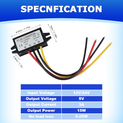 2Pcs DC 12/24V to 5V Converter 3A 15W,Step Down Converter,Voltage Reducer IP68 Waterproof Power Converters by Minhoown - Used condition - Image 5