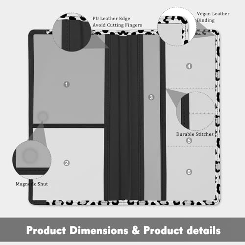 Car Registration and Insurance Holder, with Magnetic Closure for License, Cards and Documents, All Vehicle Needs and Car Accessories (Leopard-White)2
