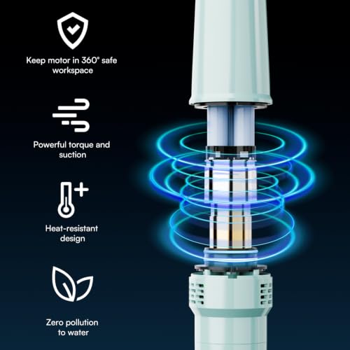 Image of PoolMr Handheld Pool Vacuum for Above Ground Pool & Hot Tub Vacuum, with 2 Brush Heads, 90 Mins Running Time, 13.2 Gallons /Min Powerful Suction, Ideal for Cleaning Debris and Sand Underwater, Cyan