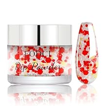 EODCI Color Dipping Powder, Red White Yellow Hexagon Sequins Dip powder No Nail Lamp Long Lasting Dip Nail Colors Nail Starter Professional Nail Art Salon Home DIY 1oz