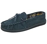 Mens Jo & Joe New England Real Suede Leather Moccasin Slippers Size 7-12 (UK 9, Navy)