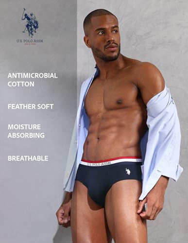 Image of U.S. Polo ASSN. Mens EB002 Anti Microbial Signature Cotton Stretch Underwear Brief -Pack of 3