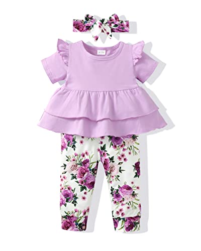 Baby Girl Clothes Outfit Toddler Infant Clothing Ruffle Top Pants Sets Gifts Outfits for Little Girls