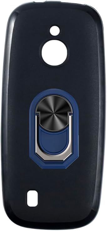 Flexible Case + Ring Holder Compatible with Nokia 3310 4G Phone Shockproof Cover & Magnetic Mecha Style Finger Grip Kickstand Black+BlueRing