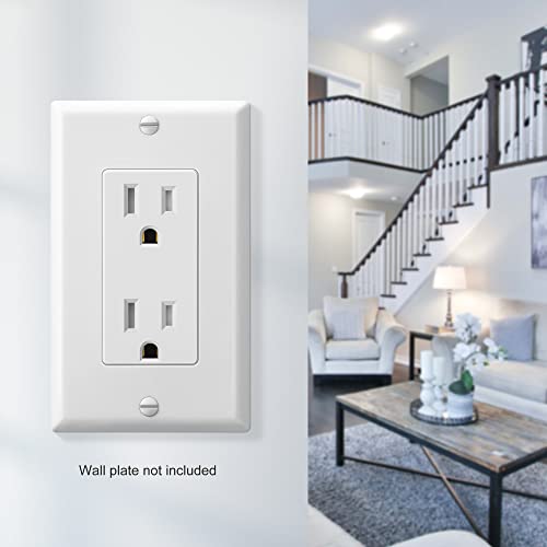 Dewenwils Decorator Receptacle Outlet, Child Safe Tamper-Resistant Wall Outlet, Self-Grounding Residential Grade Outlet, 15A 125V, Ul Listed, 10-Pack #TOP6