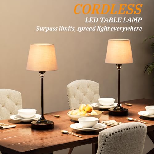 Image of Cordless Table Lamp Rechargeable Bronze - 1 Pack Brass 4000mAH Battery Operated Lamp for Decor, 3000K Stepless Dimming Touch Control Wireless Lamp for Bedroom, Dining Table, Counter, Living Room