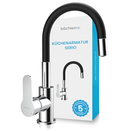 Bächlein Küchenarmatur Serio mit flexiblem Hals – 360° schwenkbarer Auslauf für jede Ecke Ihrer Spüle, moderner Wasserhahn für die Küche