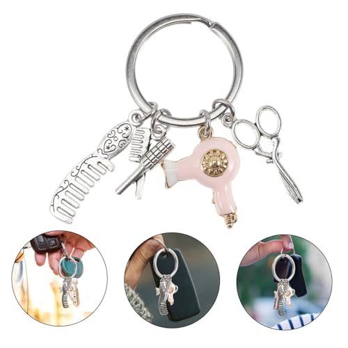 Sosoport Chaveiro de estilista chaveiro chaveiro de barbeiro joias secador de cabelo chaveiro pente