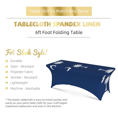 Nappe extensible drapeau Caroline du Sud lavable pour protéger et décorer une table 1,8m