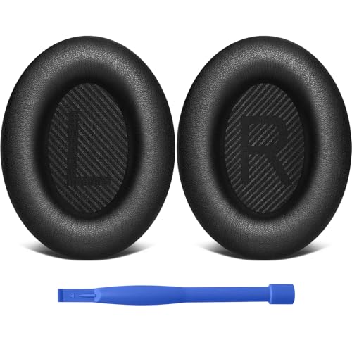 Oumida Almohadillas para Bose QuietComfort QC35 / QC35 II / QC15 / QC25 / QC45, Esponja Suave y Cuero Proteico, Almohadillas de Repuesto para Orejeras con Aislamiento de Ruido (Negro)