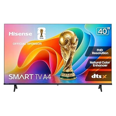 Hisense 40-Inch Class A4 Series FHD 1080p Smart VIDAA TV (40A4NV, 2026 Model) - DTS Virtual: X, Noise Reduction, AI Sports Mode, Apple Airplay & Apple Home, Alexa Built in
