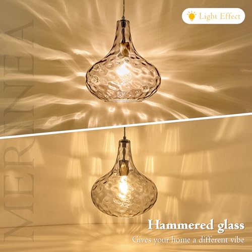 Image of 11 inch Smoked Hammered Glass Pendant Light, Brushed Nickel, E26 | 11 inch smoked hammered glass pendant light with brushed nickel finish, adjustable cord, E26 socket for kitchen islands