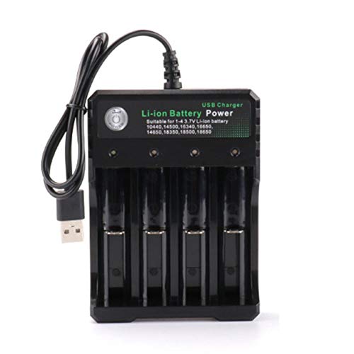 Cargador de batería de 3.7V para baterías 18650, Cargador de batería de 4 Puertos con Enchufe USB, Accesorios de Recarga de Herramientas eléctricas universales - Negro Cover