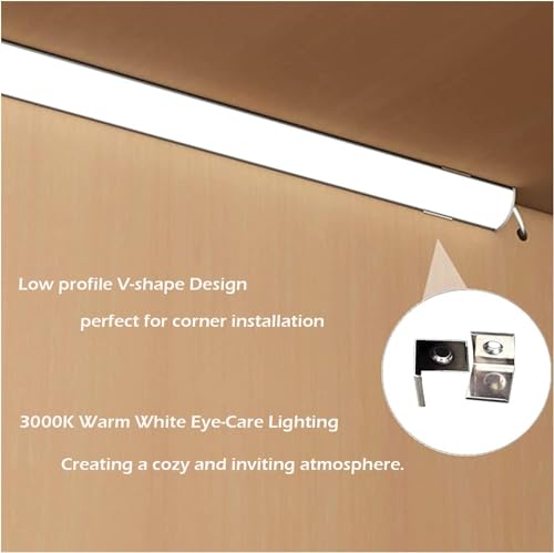 Cefrank V-Shape Under Cabinet Lighting Kit - 4pcs Sleeker 12" LED Light Bars for Showcase Shelf Seamless Illumination - 1200lm, 12W - Pure White (6000K) by Cefrank - Image 8