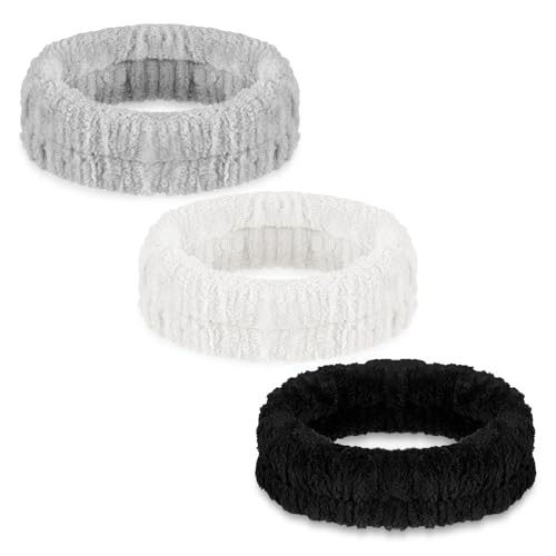 DOPENSPI 3 cintas elásticas para la cara de spa, franela, suaves, cosméticos, absorbentes desmaquillantes, para niñas, mujeres, yoga, deportes, ejercicios, duchas