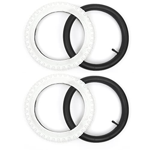 Calpalmy (2 Sets) 14” X 2.125 Kids Bike Replacement White Tires And Tubes - Compatible With Most 14” Kids Bikes Like Royalbaby, Joystar, And Dynacraft - Made From Bpa/Latex Free Butyl Rubber #TOP13