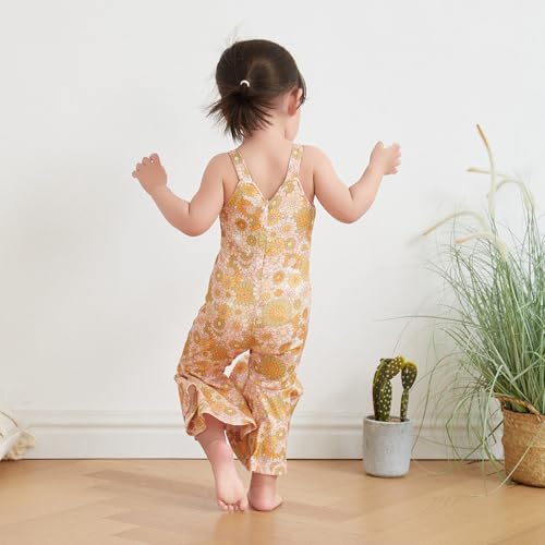 Emmababy Baby Girl Bell Bottoms Romper Toddler Floral Overalls Suspender Flare Pants Sleeveless Strap Jumpsuit Fall Clothes2