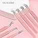 Lash Tweezers For Eyelash Extensions Fiber Tip Lash Tweezers Pink Straight/Curved Tweezer(Pink,X01)