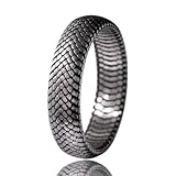 VALLEER Anillo de Boda de Piel de Serpiente Inusual para Hombre en Plata Oxidada, Anillos Vintage de Plata de Ley 925 para...