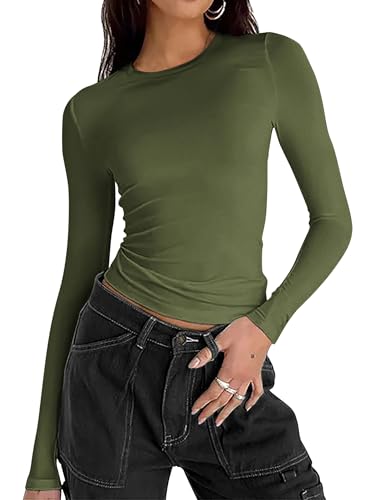 Zeagoo Damen Basic T-Shirt Slim Fit Oberteile Casual Crop Tops Rundhals...