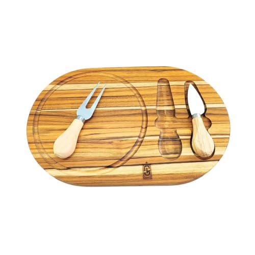 Kit Tábua De Queijo Faca E Garfo Conjunto Para Servir Mesa Jogo Peças Madeira Corte Petiscos Frios