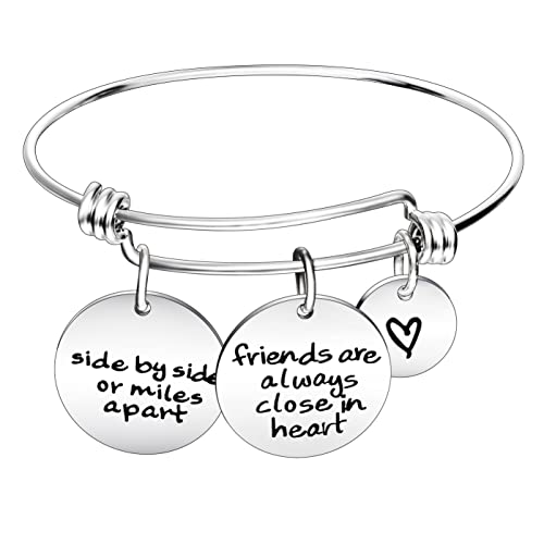 Yeeqin Side By Side Or Miles Apart Best Friends Charms Bangle Bracelets - Long Distance Friendship Gifts #TOP17