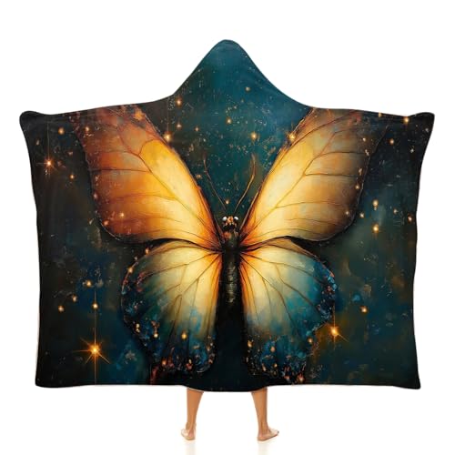 MGDIFYXAA Fantasy Animals Oversized Hoodie Sweatshirt Blanket,Starry Night Butterfly Soft Warm Comfortable TV Blanket Hoodies, Soft Cozy Hoodie for