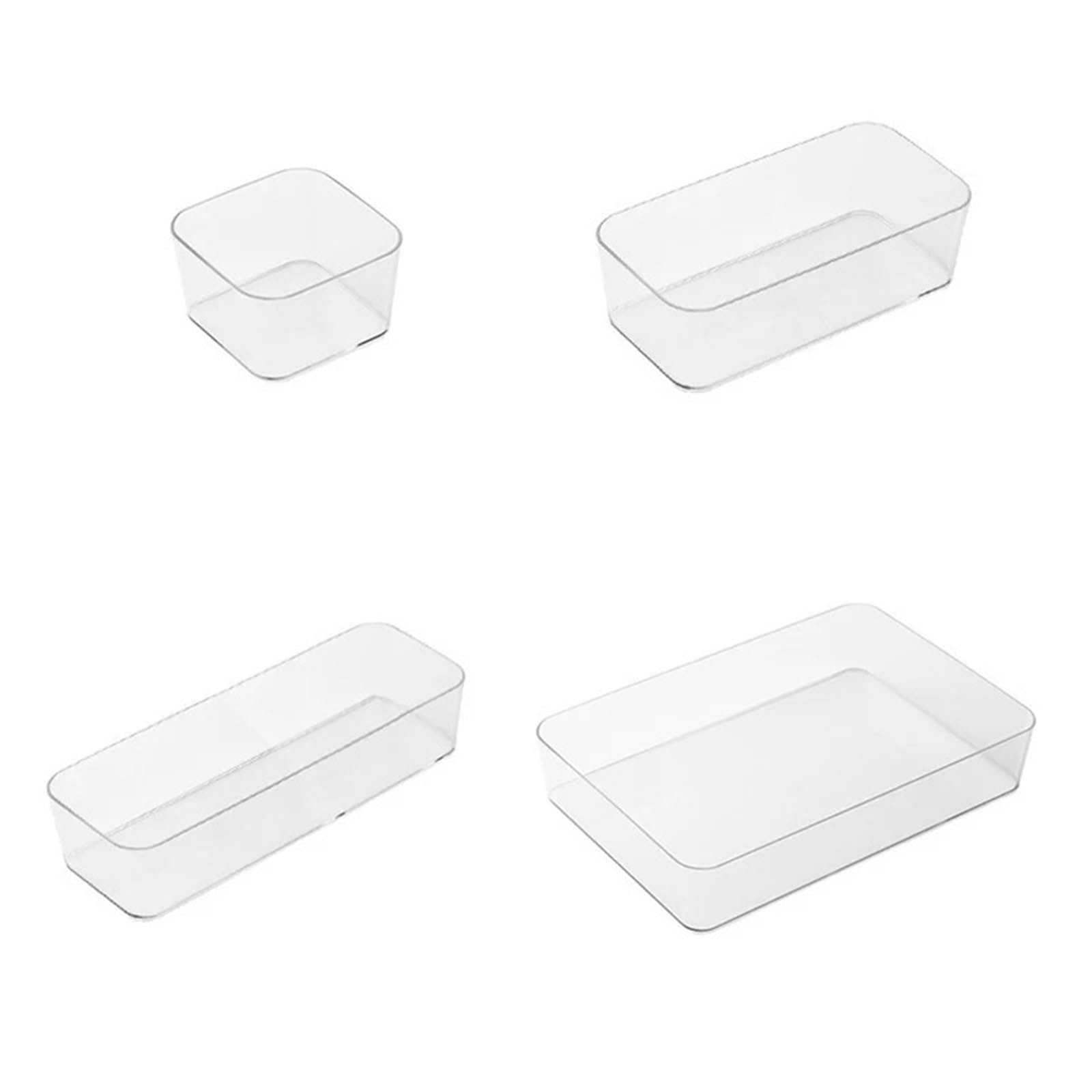 ZHSOAO 4 Pcs Drawer Organizer Transparent Boxes For Storage Kitchen Box Cosmetic Office Dividers for Bras, Socks, Underwear