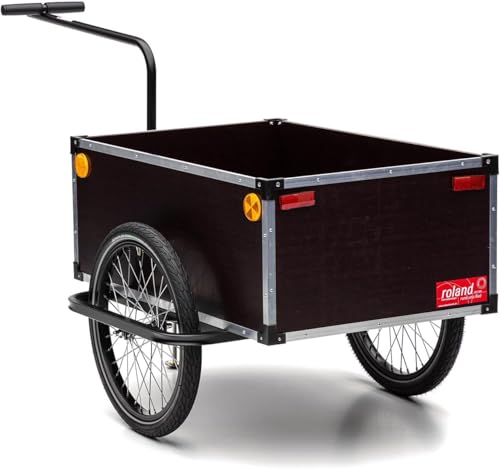 ROLAND Fahrradanhänger JUMBO, Transportbox, Handwagen, für Lasten, mit Hochdeichsel (B), Kupplung, Holz, Stahl