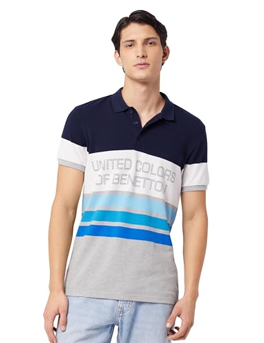Image of United Colors of Benetton Men Cotton Solid Regular Fit Polo Shirt