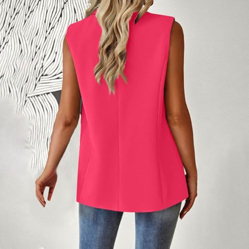 Image of Women's Summer Plus Size Sleeveless Blazer Vest Lightweight Business Jackets Fashion Casual Work Office Tops with Pocket