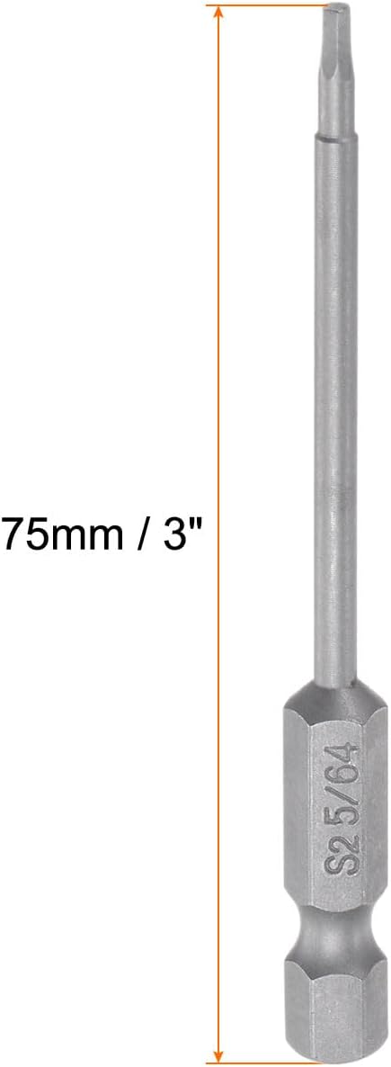 HARFINGTON 5pcs 5/64" Hex Screwdriver Bit SAE 1/4" Hex Shank 3" Length Magnetic S2 Steel Power Drill Bits