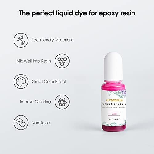 UrChjoye Epoxy Resin Pigment-Transparent Resin Dye Color Tint Dye Liquid 24 ColorsEpoxy Resin Paint Colour Dye Great for Resin Petri Dish, Coaster, Painting, Tumbler Cup Making(10ml Each)
