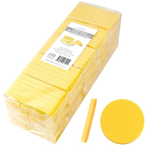 APPEARUS Compressed Facial Sponges - 240 Count Professional PVA Rounds for Estheticians, Gentle Makeup Removal and Spa Skin Cleansing - Salon Bulk Supplies