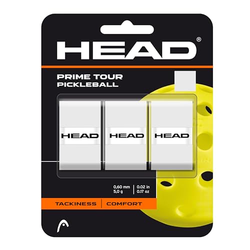 HEAD Prime Tour Pickleball Overgrip - Paquete de 3, color blanco