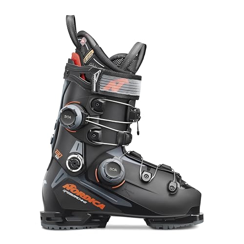 Nordica Speedmachine 3 130 BOA Double Dial Men's Medium Fit High Performance Alpine Ski Boots (Black/Anthracite/Red, 26.5)
