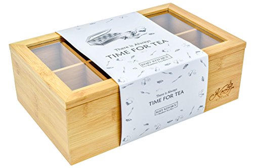 Kozy Kitchen Tea Box Storage Organizer| Large 8-Storage Compartments and