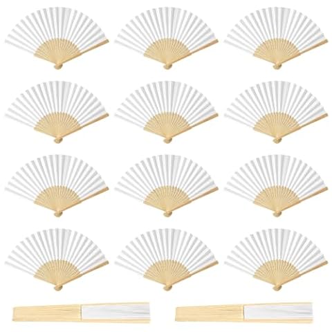 12 sztuk wachlarzy na ślub, dekoracja ślubna, składane wachlarze z białego papieru i bambusa, wachlarze ślubne do personalizacji na prezent dla gości, impreza, DIY, EVJF, chrzest