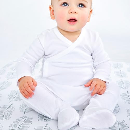 Image of HonestBaby Baby 3-Pack Footed Pants Roomy Fit Pull on Bottoms 100% Organic Cotton for Infant Baby Boys, Girls, Unisex