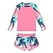 Girls Long Sleeve Rash Guard Boyshorts Swimsuits UPF 50+ Sun Protection Two Piece Bathing Suit Summer Swimwear for 6-15 Years