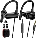 Wired Over Ear Earbuds with Microphone Ear Hook,3.5mm Sport Headphones Wired for Laptops iPad iPod 3.5mm Plug Cellphones,in-Ear Earphones Noise Cancelling Headset for Chromebook MP3 Switch Running Gym