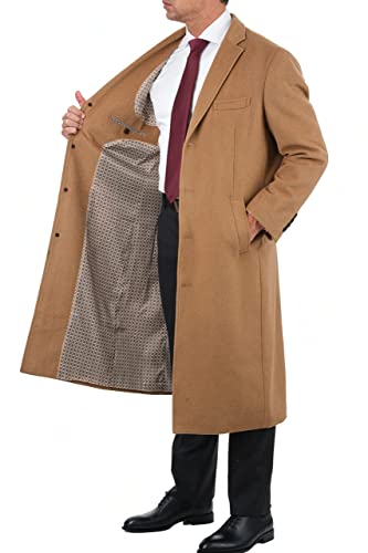 Image of THE SUIT DEPOT Mens Single Breasted Wool Cashmere Full Length Overcoat